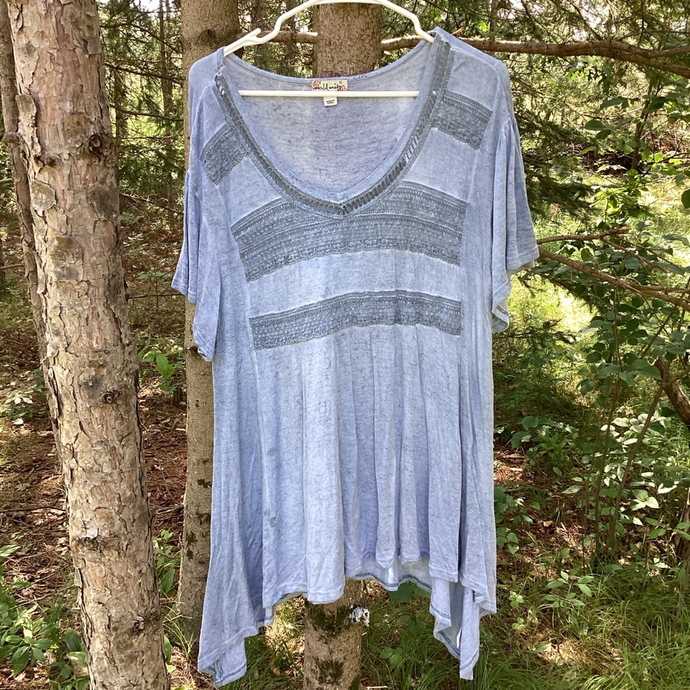 Cato world unity Blue Asymmetrical Short Sleeve Tee